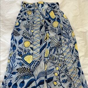 TAJ by Sabrina Crippa maximalist tropical floral leaf fruit print beach pants